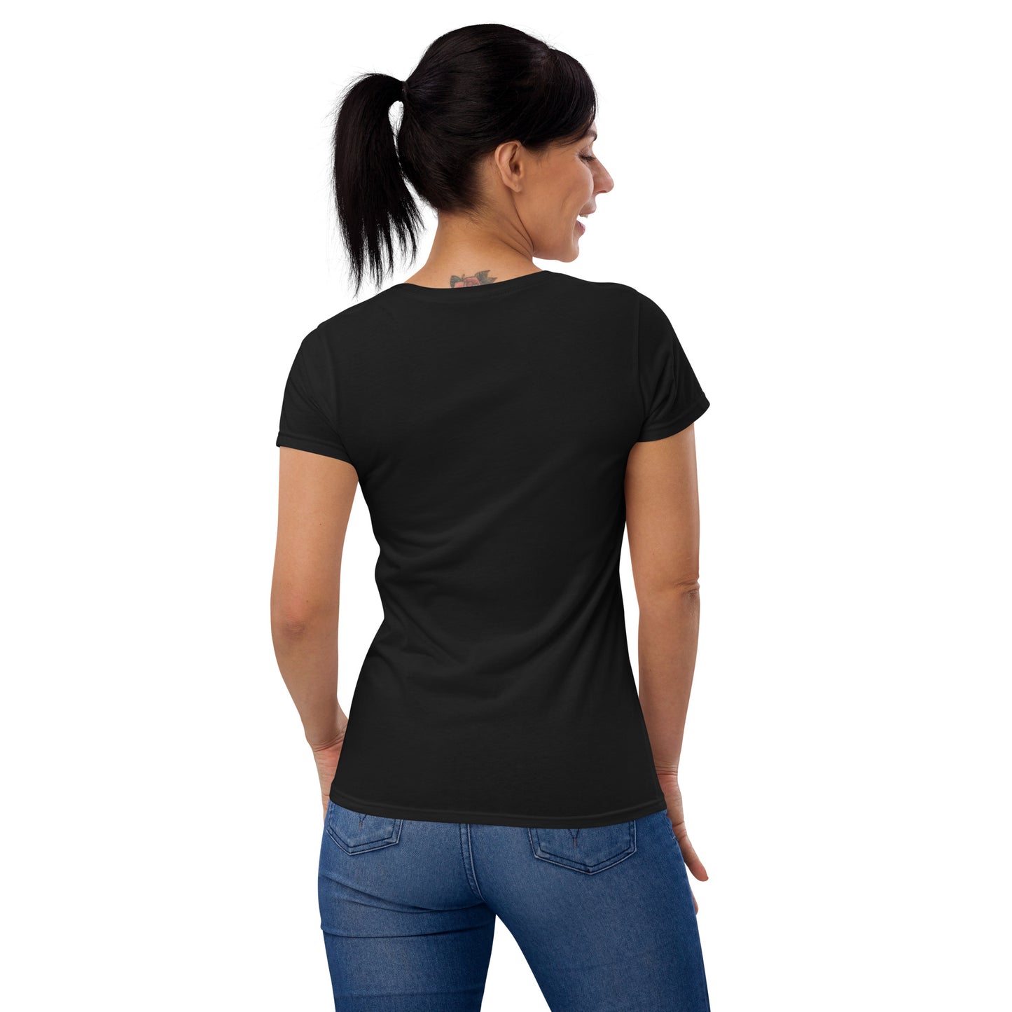 Women's Embroidered Logo Short Sleeve T-Shirt in Black