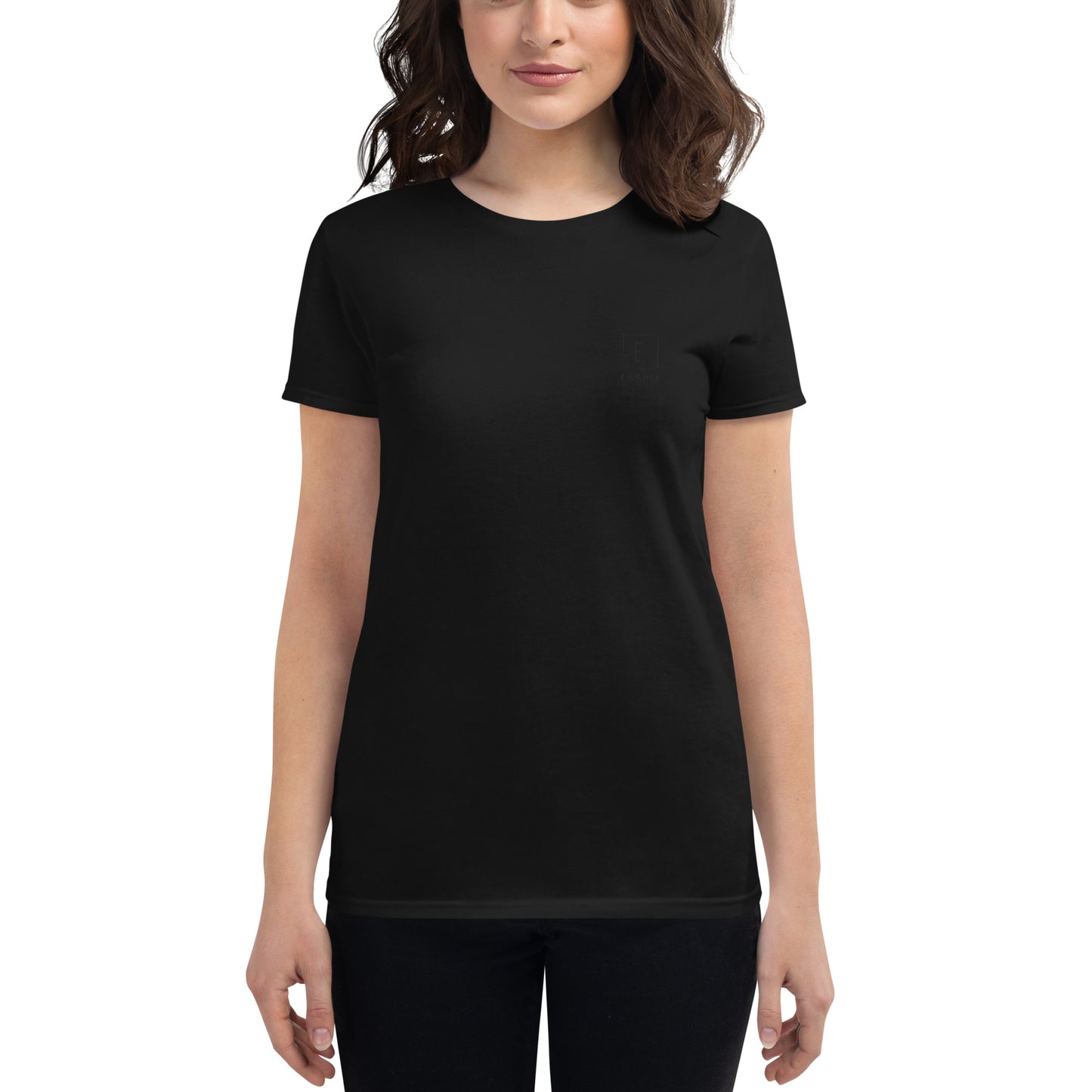 Women's Embroidered Logo Short Sleeve T-Shirt in Black