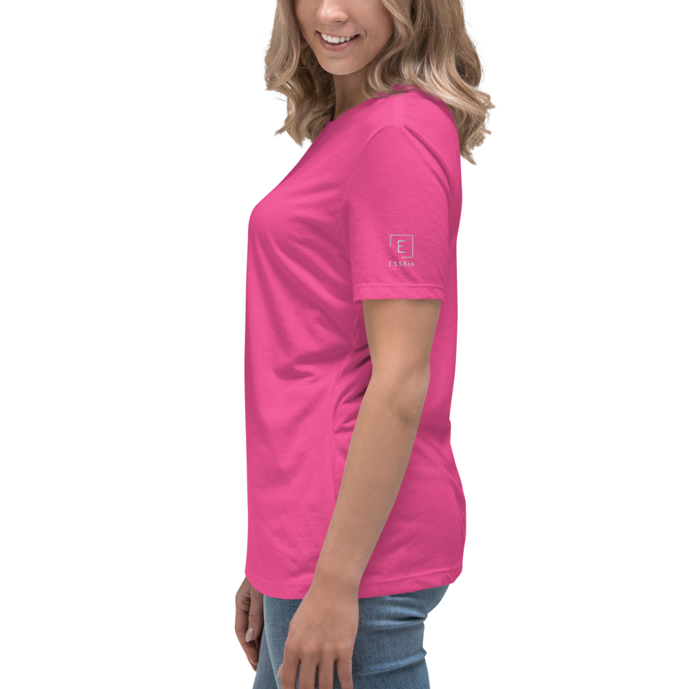 Women's Relaxed T-Shirt With White Embroidered Logo On Left Shoulder