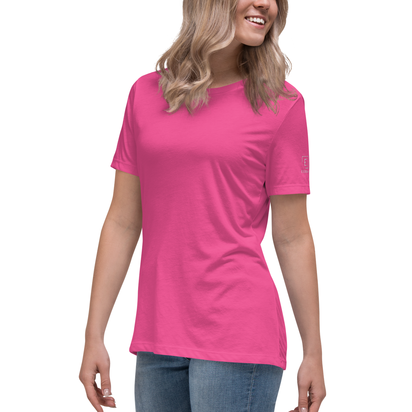 Women's Relaxed T-Shirt With White Embroidered Logo On Left Shoulder