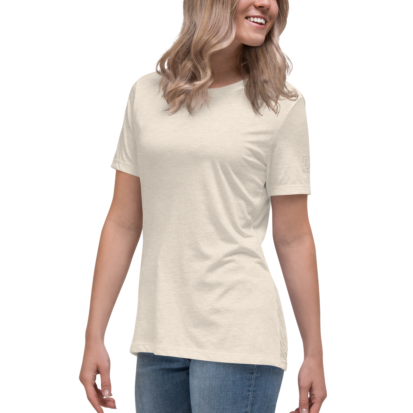 Women's Relaxed T-Shirt With White Embroidered Logo On Left Shoulder