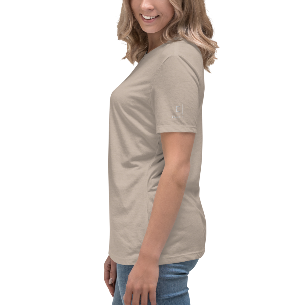 Women's Relaxed T-Shirt With White Embroidered Logo On Left Shoulder