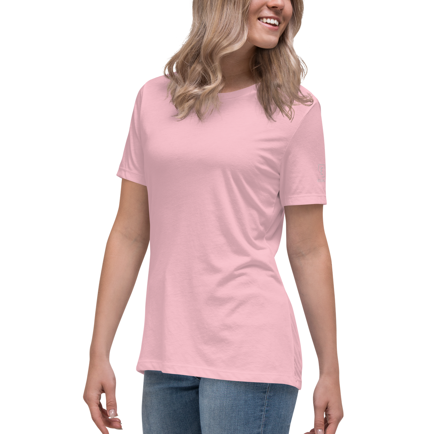 Women's Relaxed T-Shirt With White Embroidered Logo On Left Shoulder