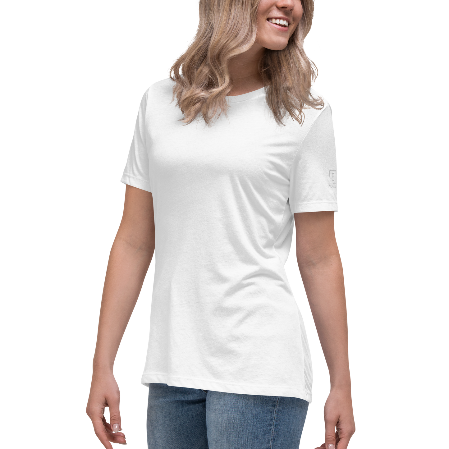 Women's Relaxed T-Shirt With White Embroidered Logo On Left Shoulder